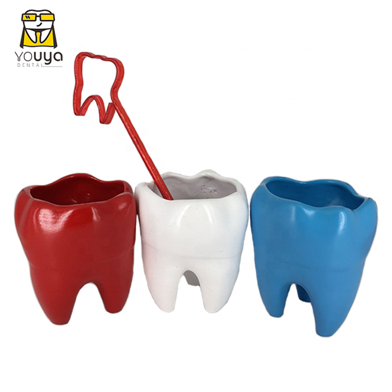 Lovely Color Tooth Shaped Resin Pen Holder wholesale, Unique Tooth Pen Container