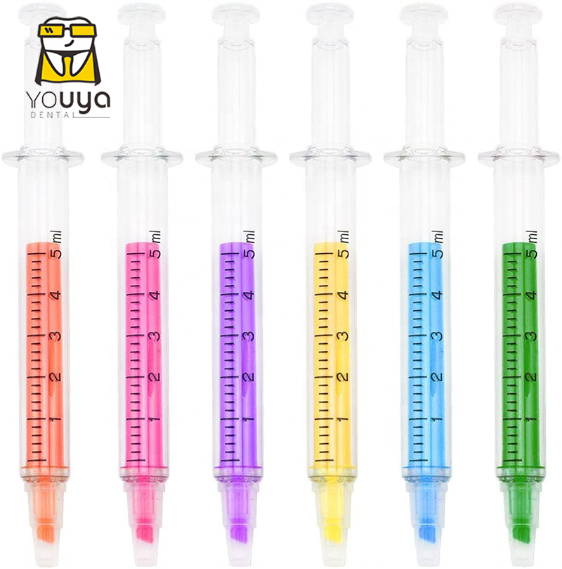 Funny Syringe Shaped High-lighter Ball Pen, Dental Fluorescent Pen For Gift