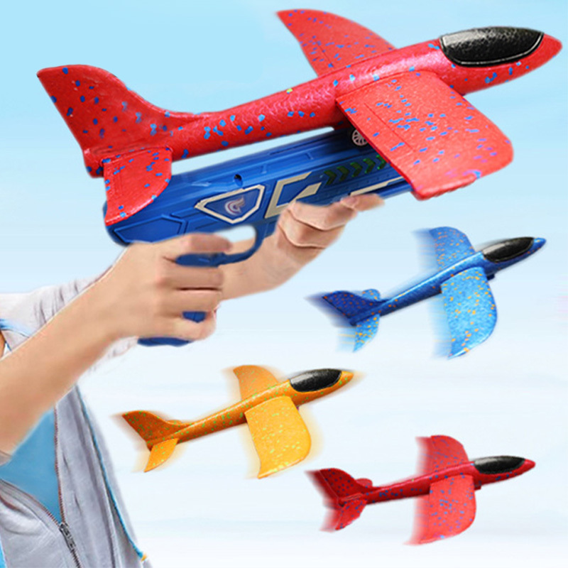 Kids gun shooter launcher aircraft hand control throwing drone glider airplane