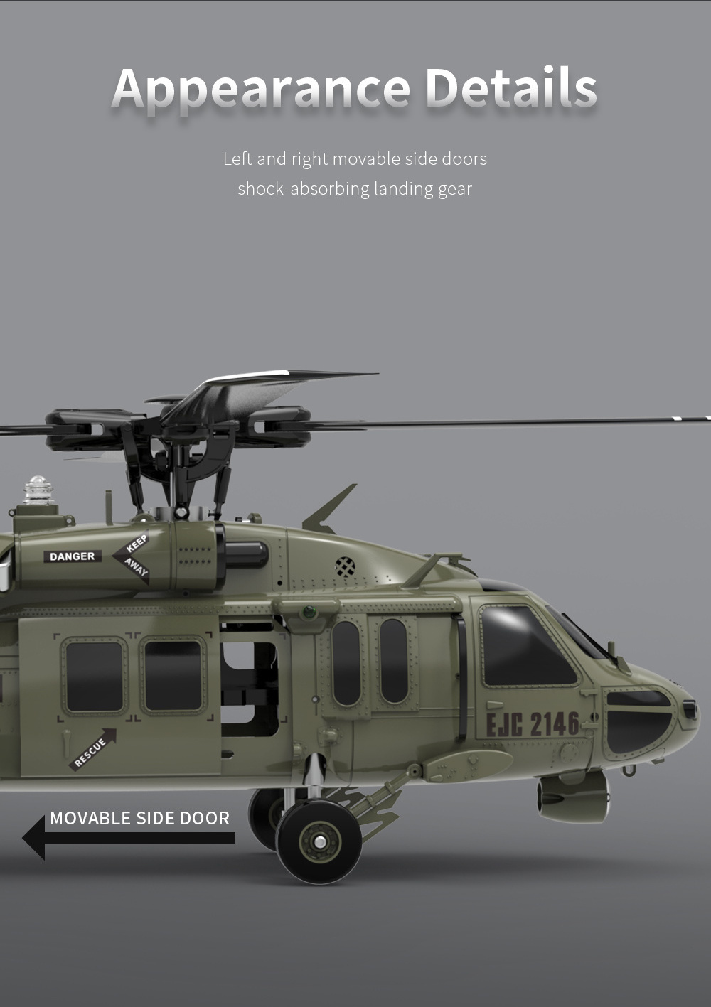 F09 RC Helicopter 1/47 Scale UH60-Black Hawk 6 Channels Flybarless Arobatic Professional Remote Control Toy Plane