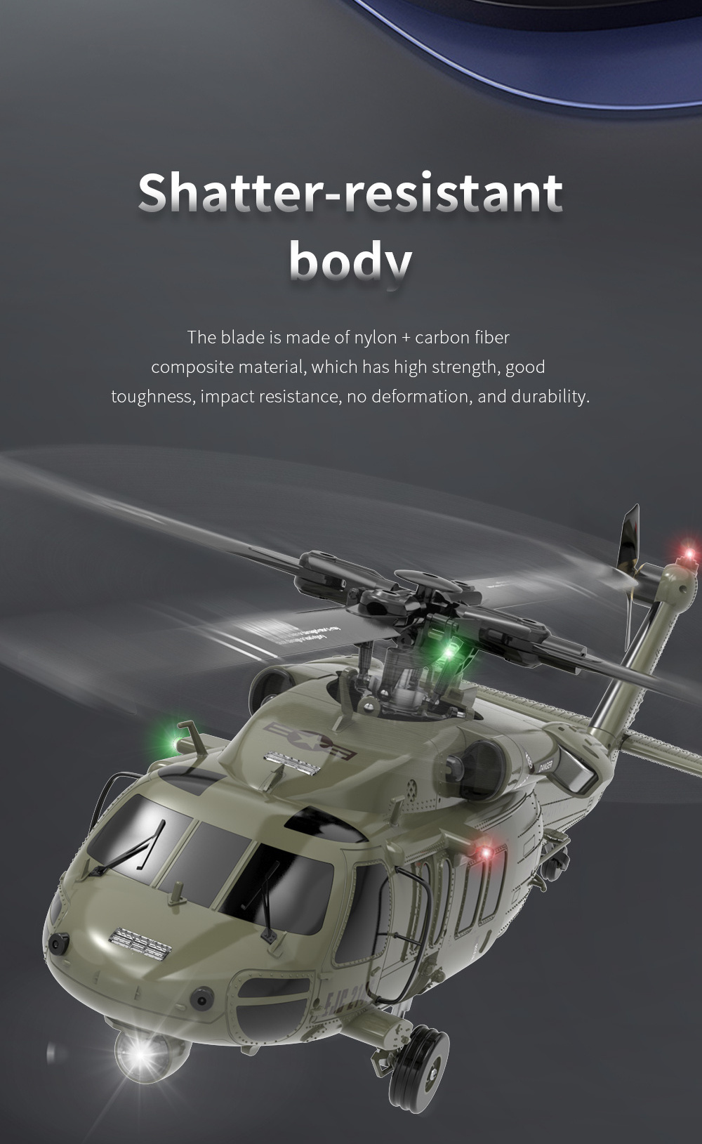 F09 RC Helicopter 1/47 Scale UH60-Black Hawk 6 Channels Flybarless Arobatic Professional Remote Control Toy Plane