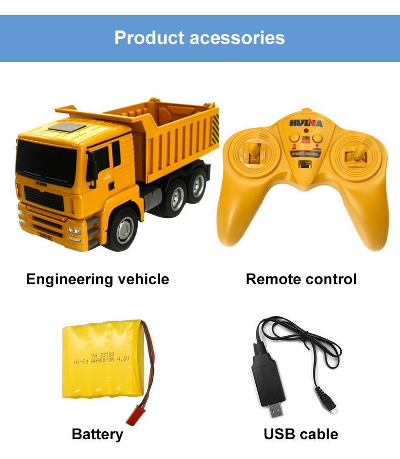 HUINA 1:18 1332 2.4Ghz Rc Car 6 Channel Tractor Engineering Cars Rc Truck Digger Toy For Kids