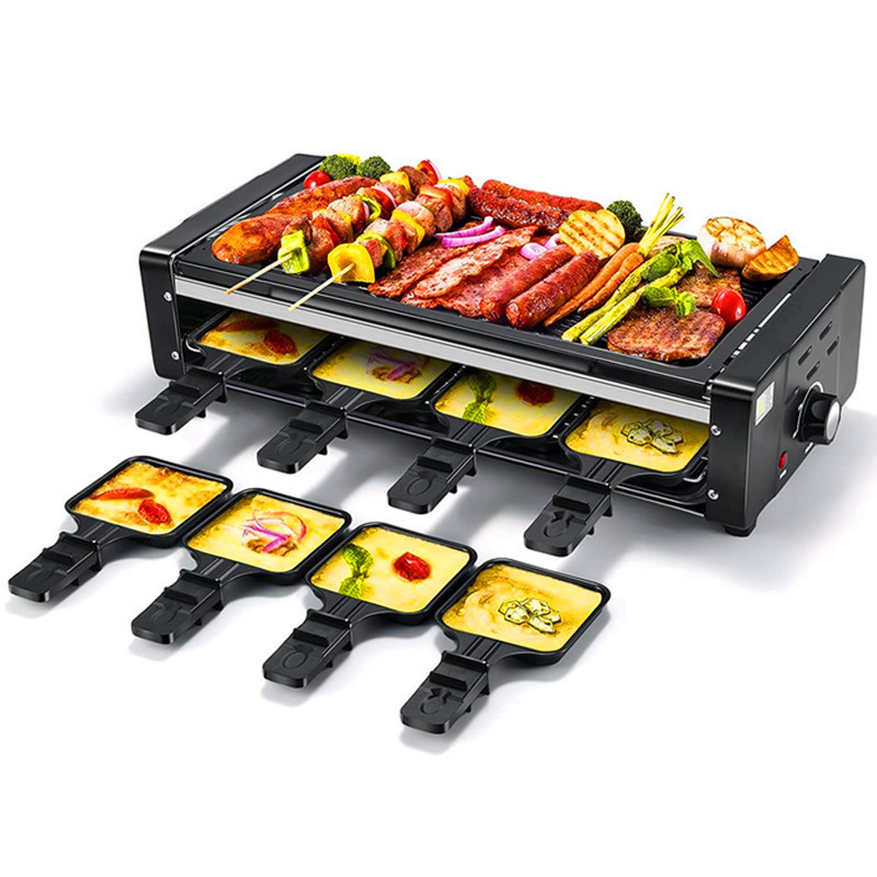 8-person raclette grill with thermostat control knob