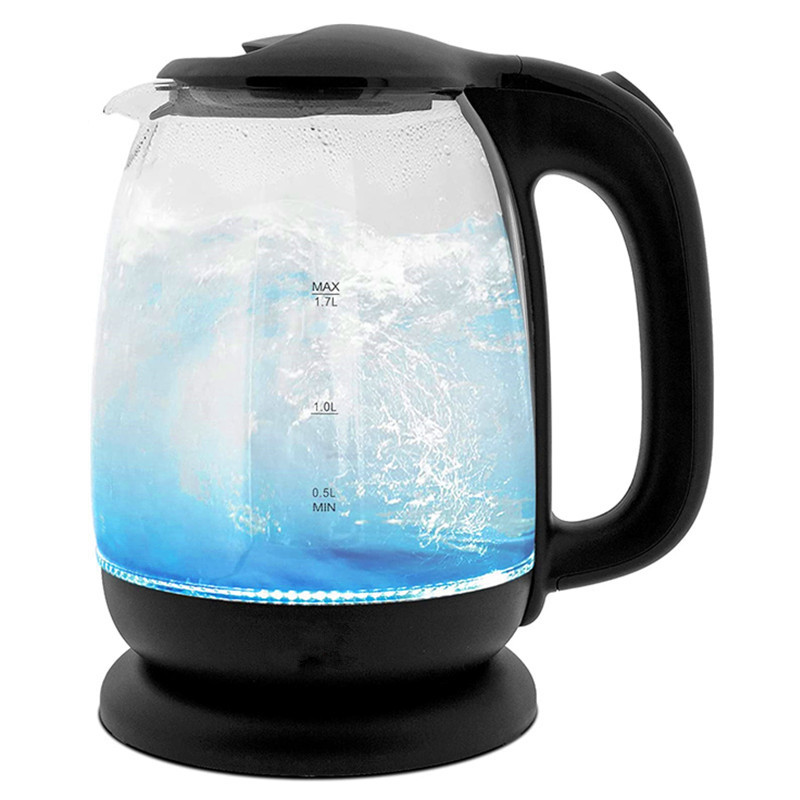 1.0 Liter blue Led light Keep Warm glass water tea kettle