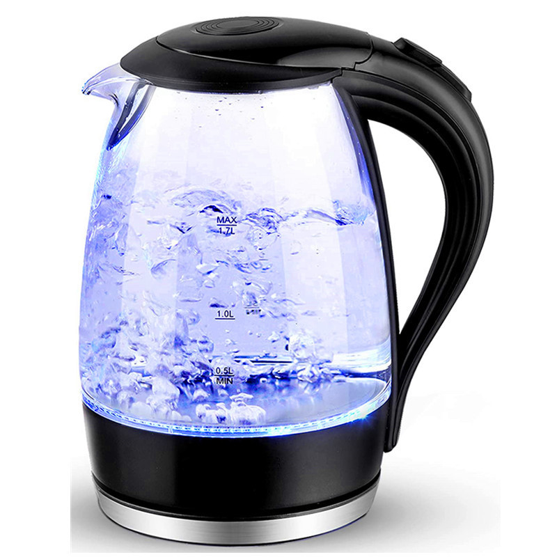 1.0 Liter blue Led light Keep Warm glass water tea kettle