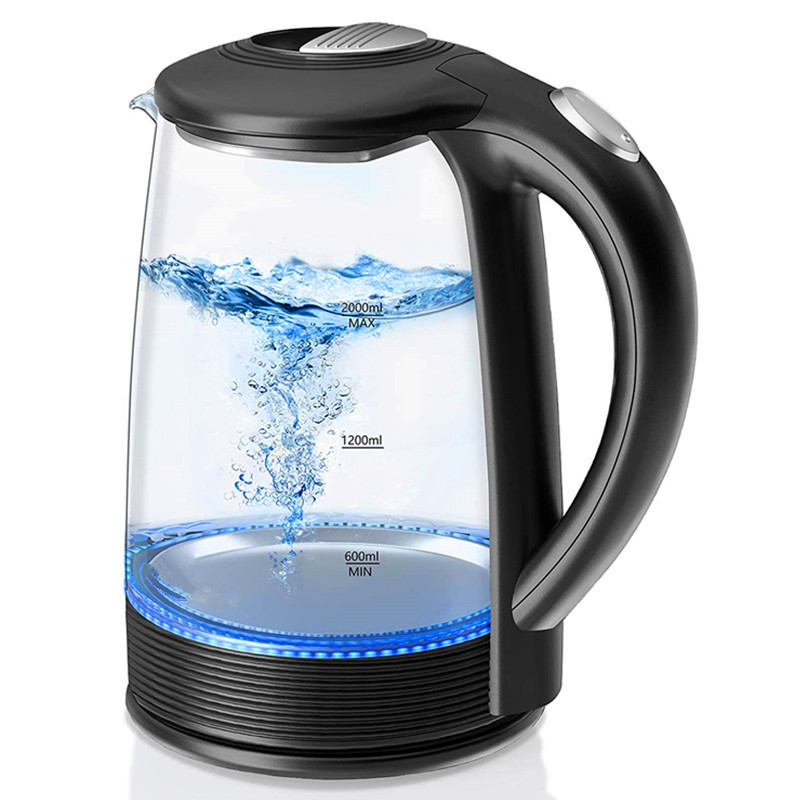 1.0 Liter blue Led light Keep Warm glass water tea kettle