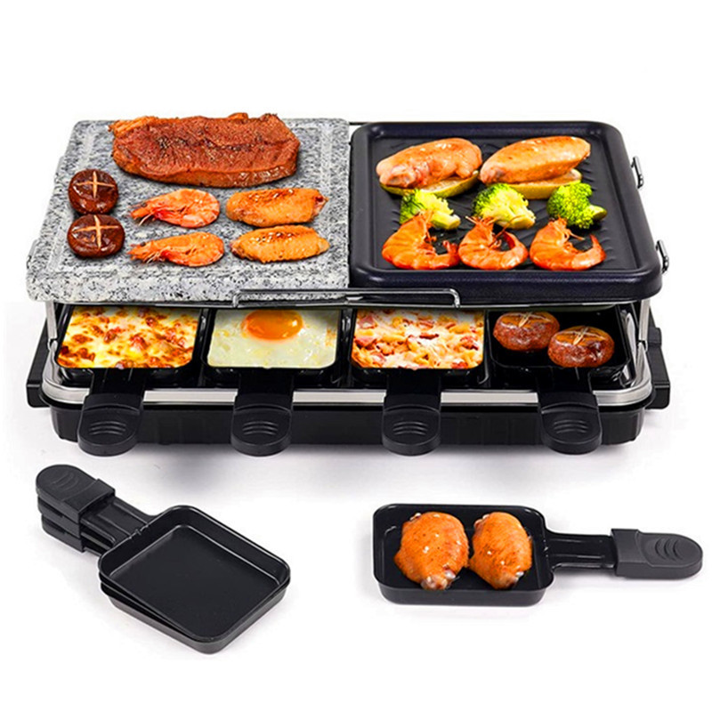 8-person raclette grill with thermostat control knob