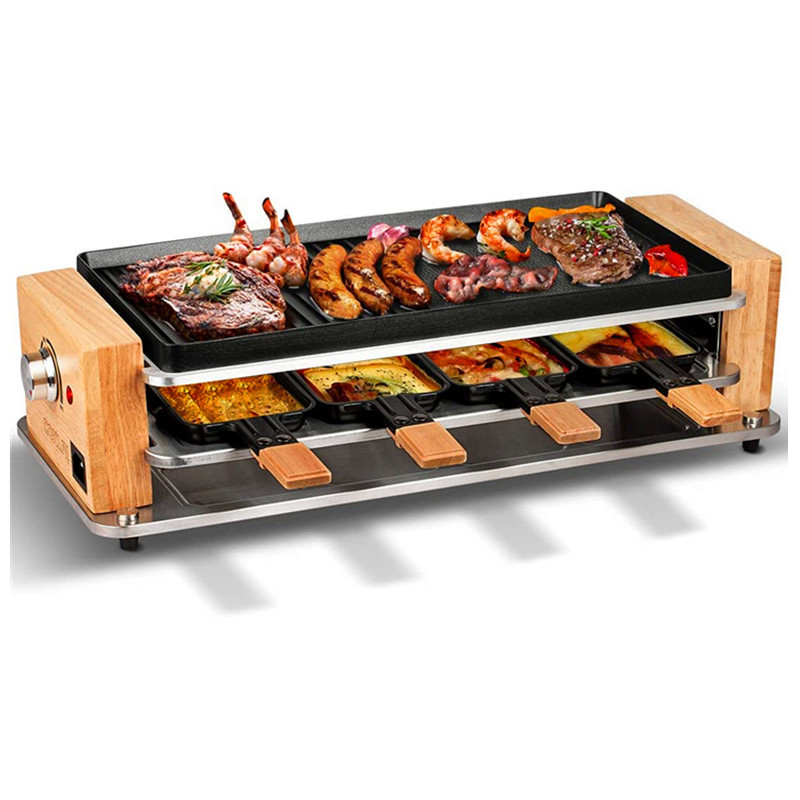 8-person raclette grill with thermostat control knob