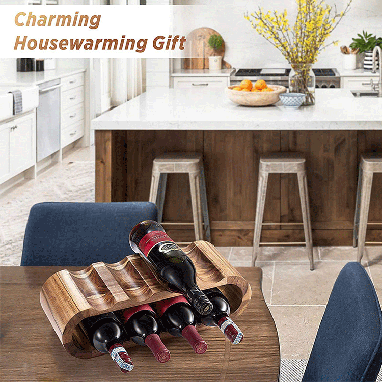 Solid wood wine organizer counter top display stand  wine bottle rack for living room