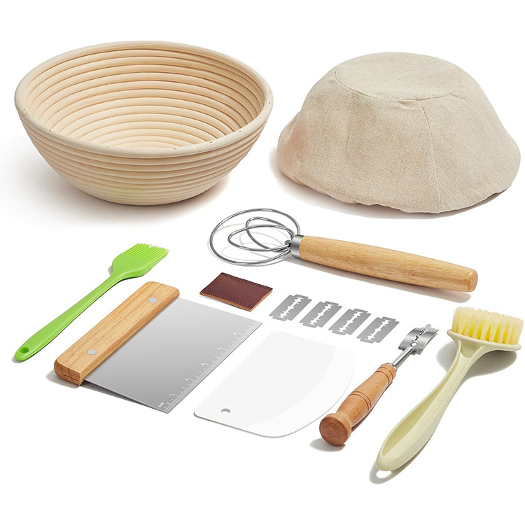 Hot selling sourdough starter kit handmade 9 inch round rattan benetton bread basket