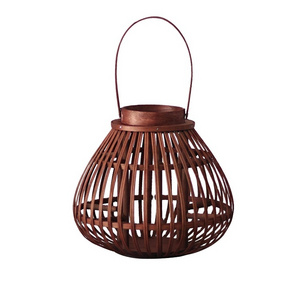 Factory wholesale rattan weaving storm lantern bamboo creative candle holder for restaurant