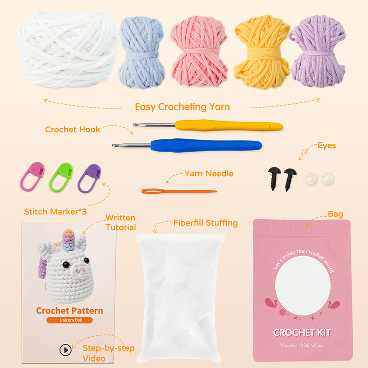 Chinese cheap crochet accessories suit beginner knitted animal hand yarn balls sewing supplies kit