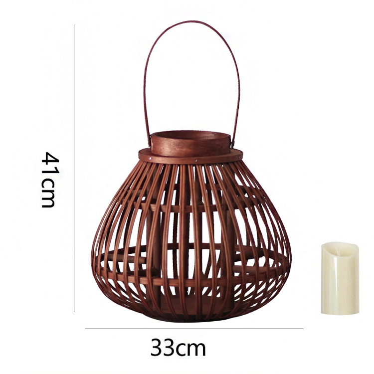 Factory wholesale rattan weaving storm lantern bamboo creative candle holder for restaurant