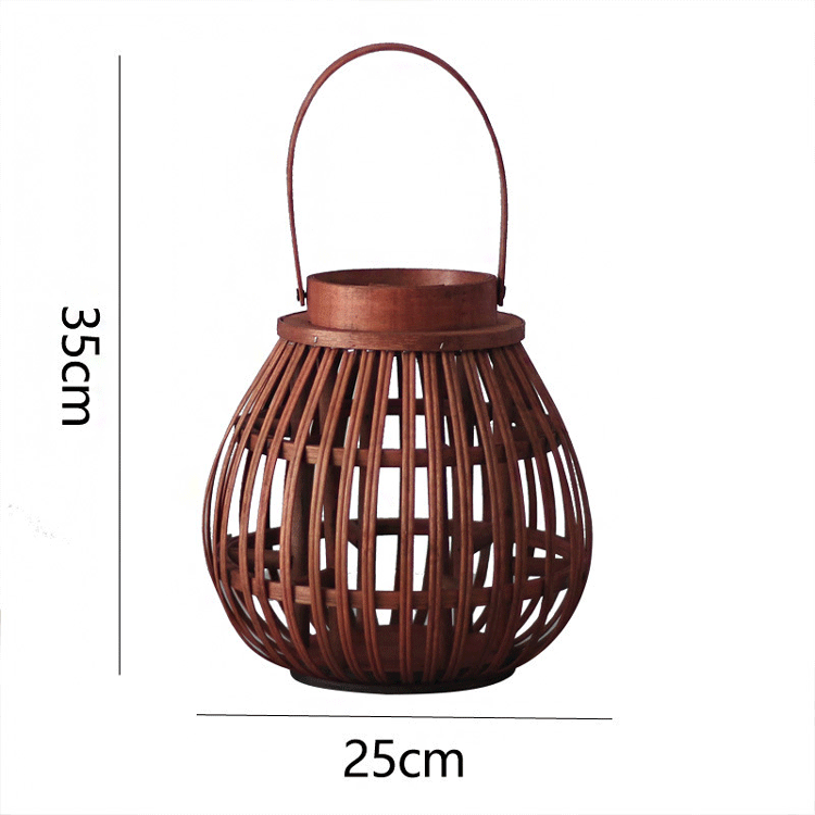 Factory wholesale rattan weaving storm lantern bamboo creative candle holder for restaurant