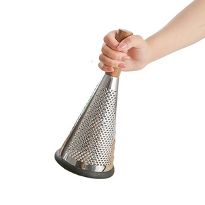 New fashion steel citrus zester pro cheese grater with container and wood soft handle