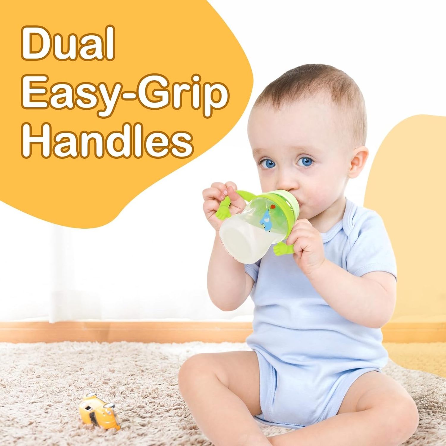 Silicone Baby Bottle Holder with Easy Grip Handle to Hold Their Own Bottle for 1.85