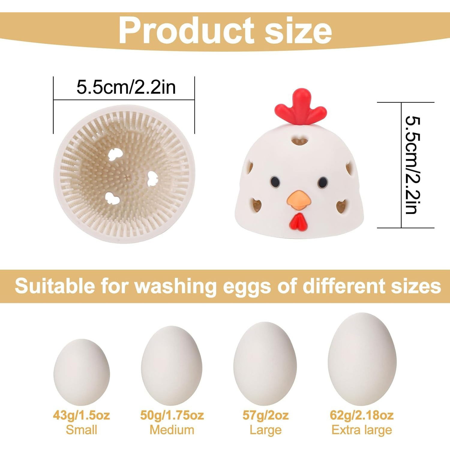 Chick Design Egg Cleaning Brush Silicone Egg Scrubber for Fresh Eggs Reusable Cleaning Tools