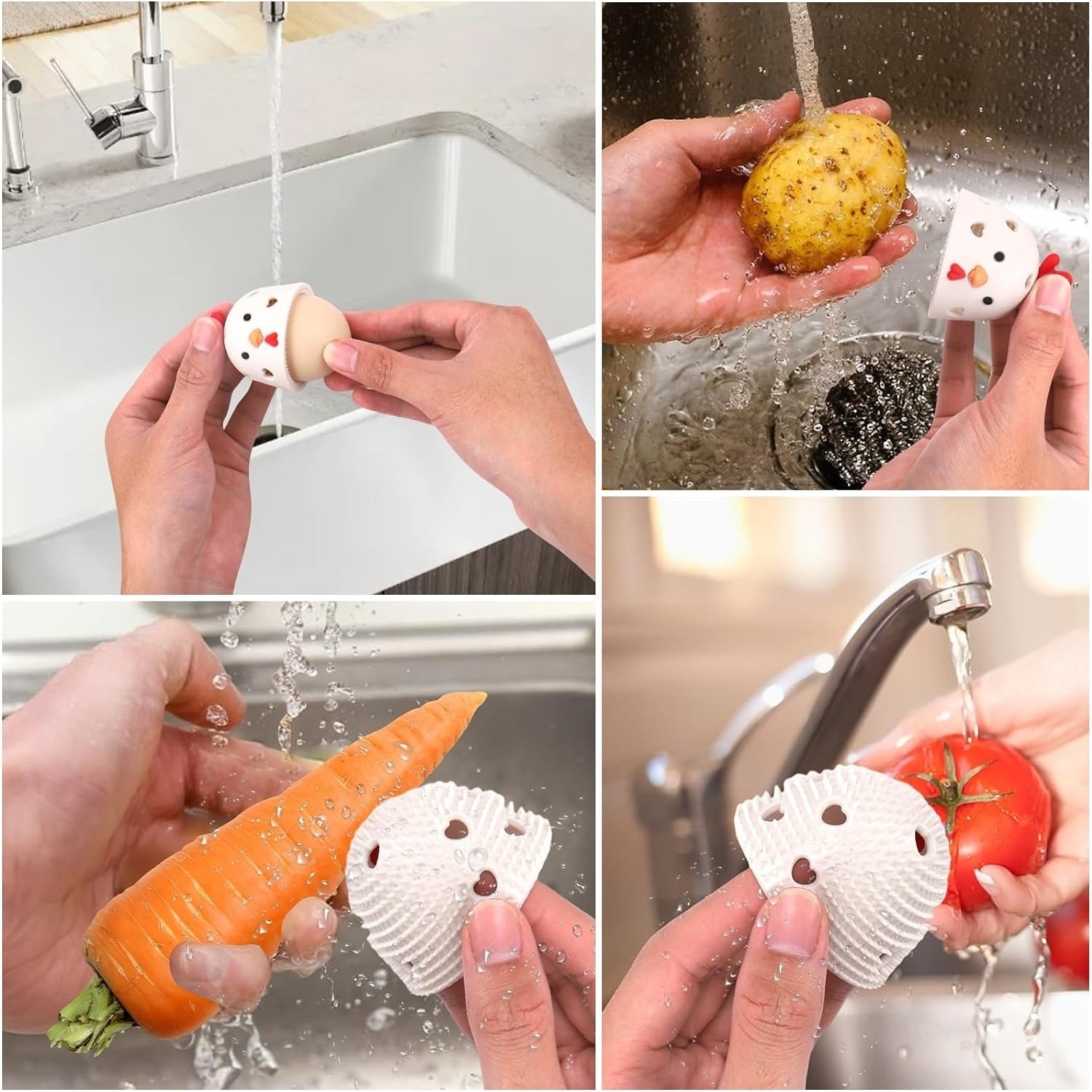 Chick Design Egg Cleaning Brush Silicone Egg Scrubber for Fresh Eggs Reusable Cleaning Tools