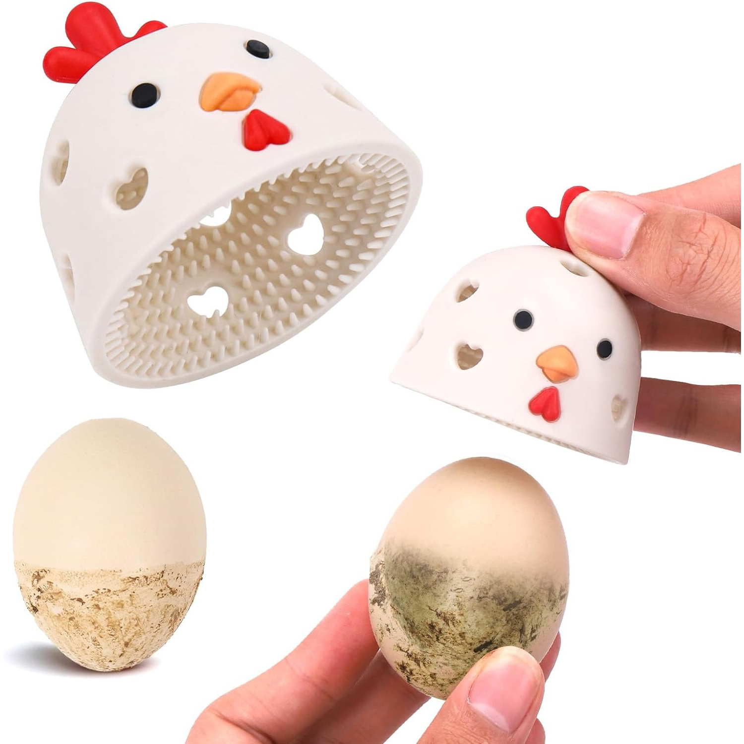 Chick Design Egg Cleaning Brush Silicone Egg Scrubber for Fresh Eggs Reusable Cleaning Tools