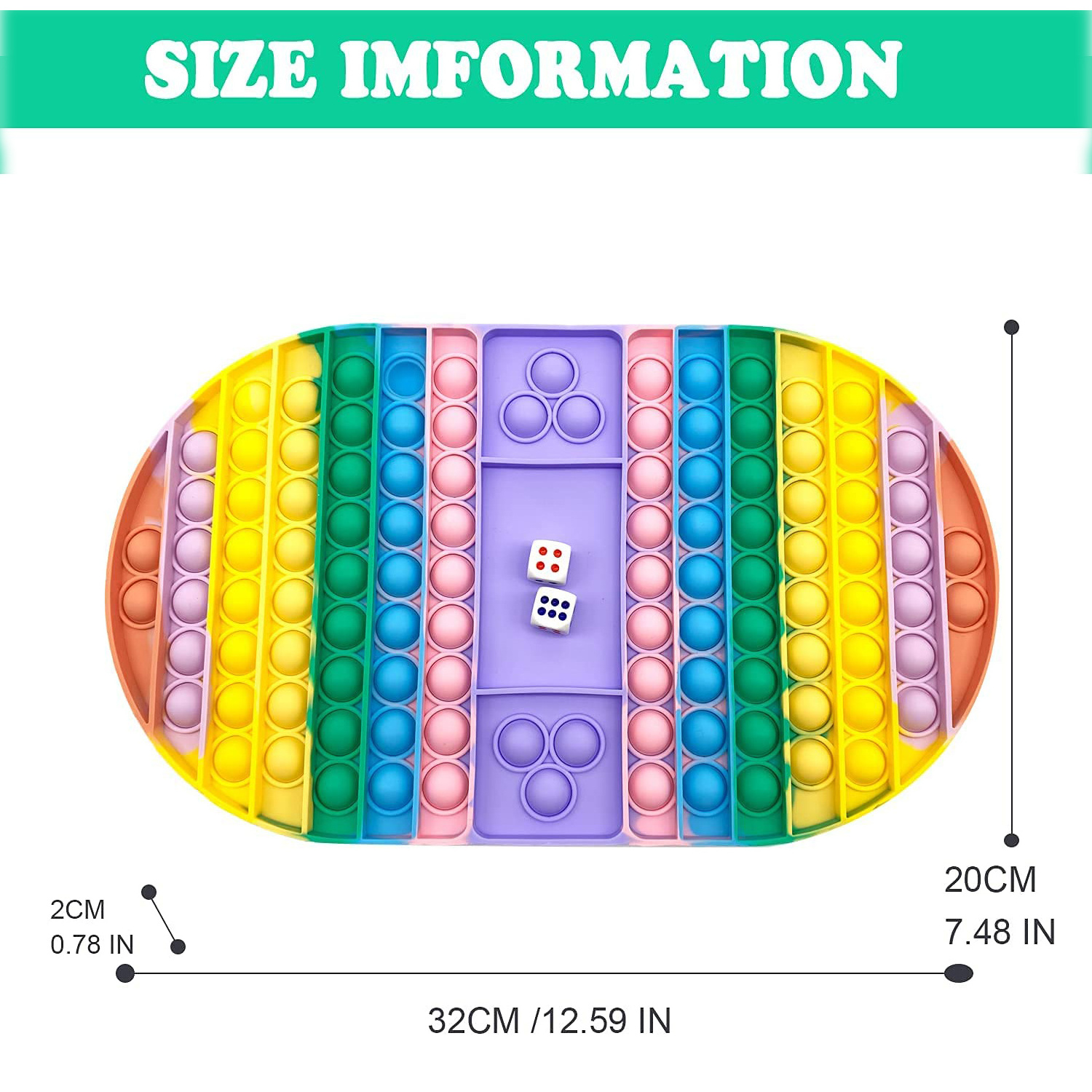 Oval Pop Game Board Big Pop Game Chess Board with Dice Pop Push Bubble Sensory Fidget Toy