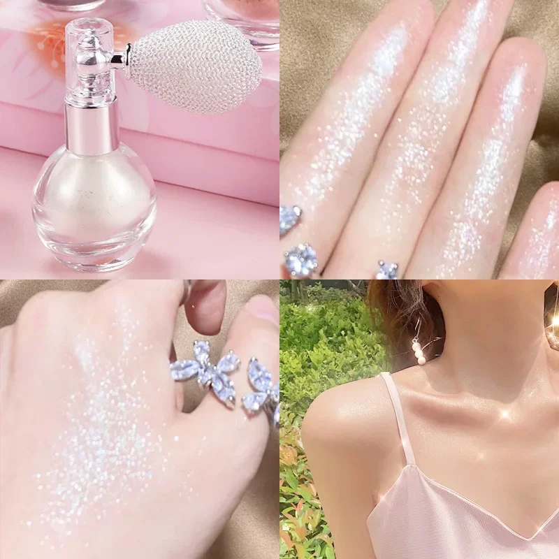 Loose Highlighter Powder 4 Colors Glitter Powder Highlighter Spray Shimmer Oil Body Foy Women Beauty Body Shimmer Oil Wholesale