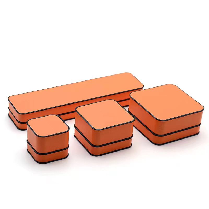 Customized Bangle Box Pearl Necklace Bracelet Orange Square shaped Jewelry Storage Box Packaging with LED light