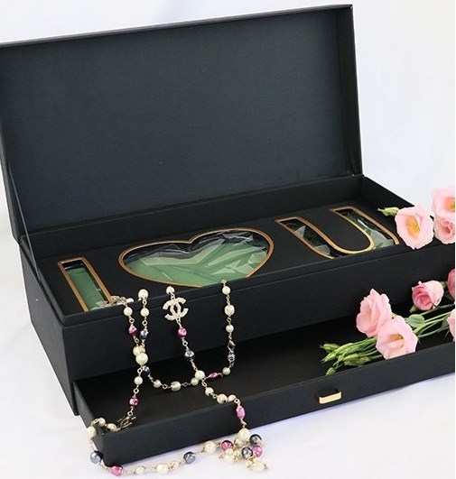 Satin wishing box rectangular double layer fresh flower rose drawer flower arrangement gift box with floral foam