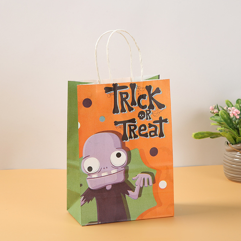 Customized Halloween Paper Candy Bag Twisted Handles Gift Candy Print Logo Gift Packaging Bags