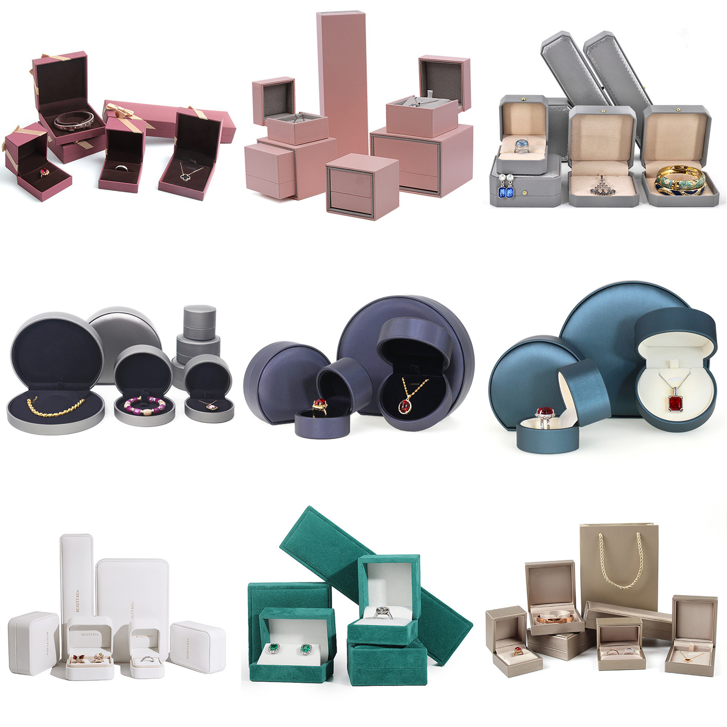 Jewelry Packaging Boxes Cardboard Velvet Ring Case Necklace Bracelet Bangle Jewelry Boxes