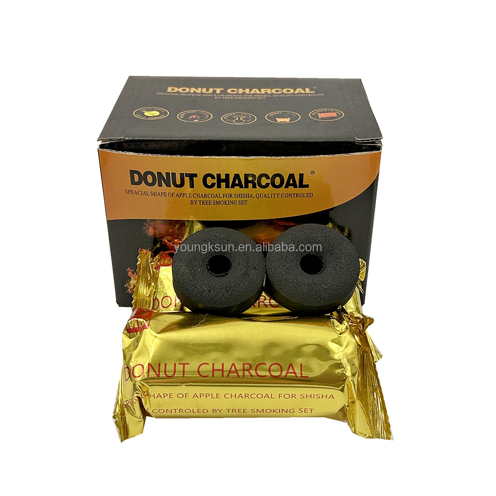 YKS factory fast burning 40mm donut charcoal tablets incense round charcoal hookah for shisha