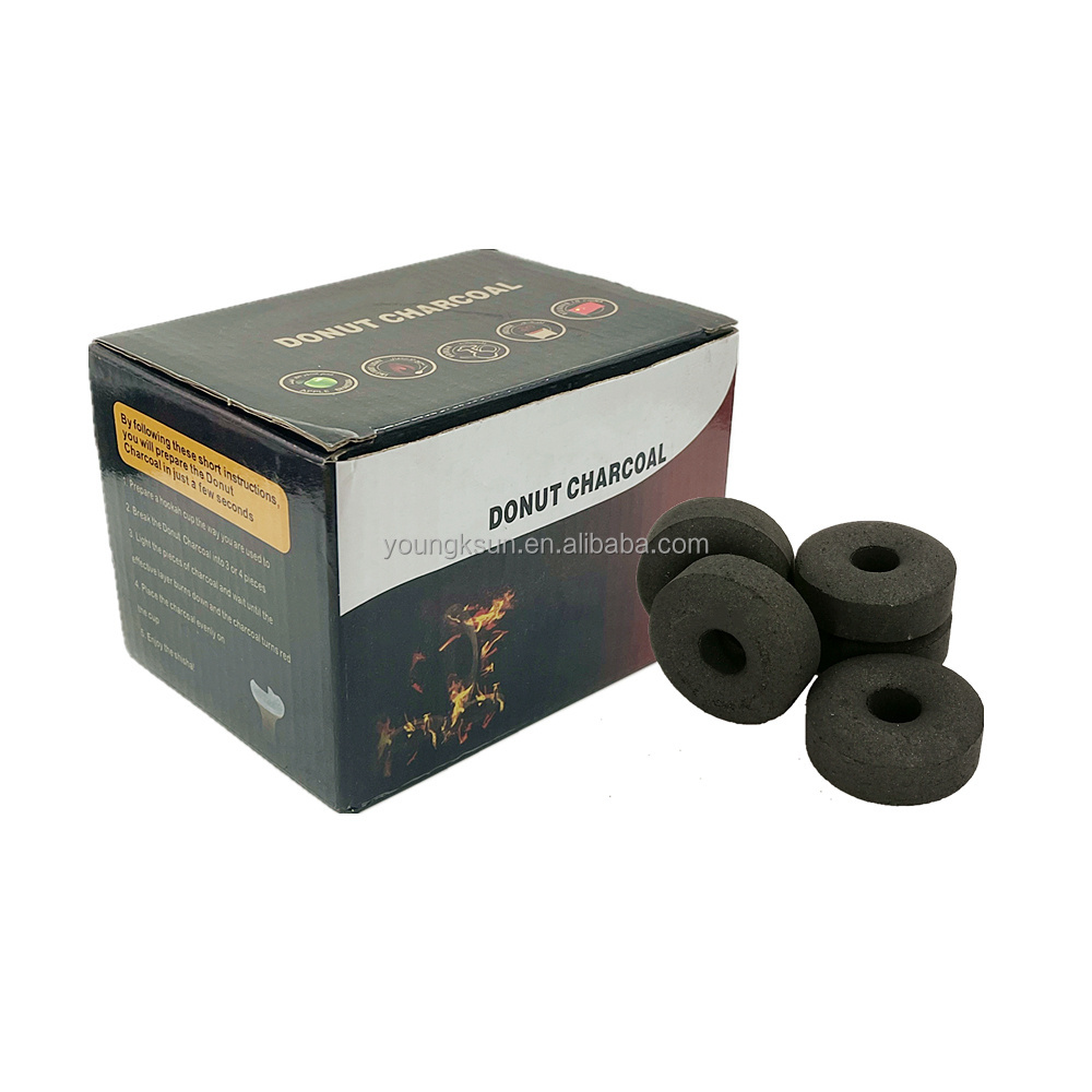 YKS Nigeria high quality smokeless 35/40mm donut charcoal tablets hookah shisha coal for hookah smoking