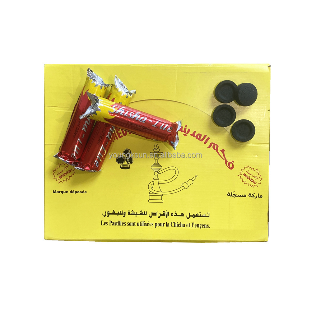 YKS Good Quality Hot Selling 33mm Fruit Wood Round Charcoal for Shisha Hookah