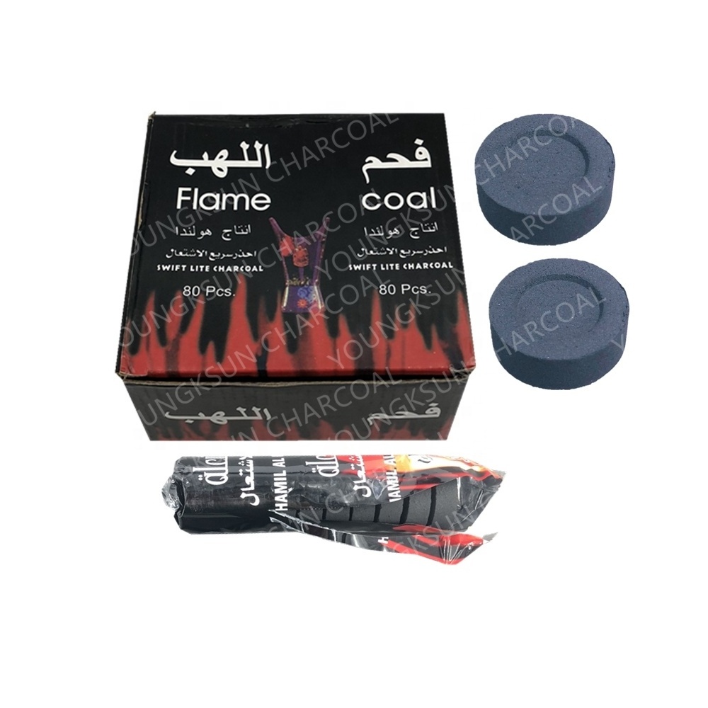 YKS factory directly 33mm fruit wood instant round hookah charcoal for shisha