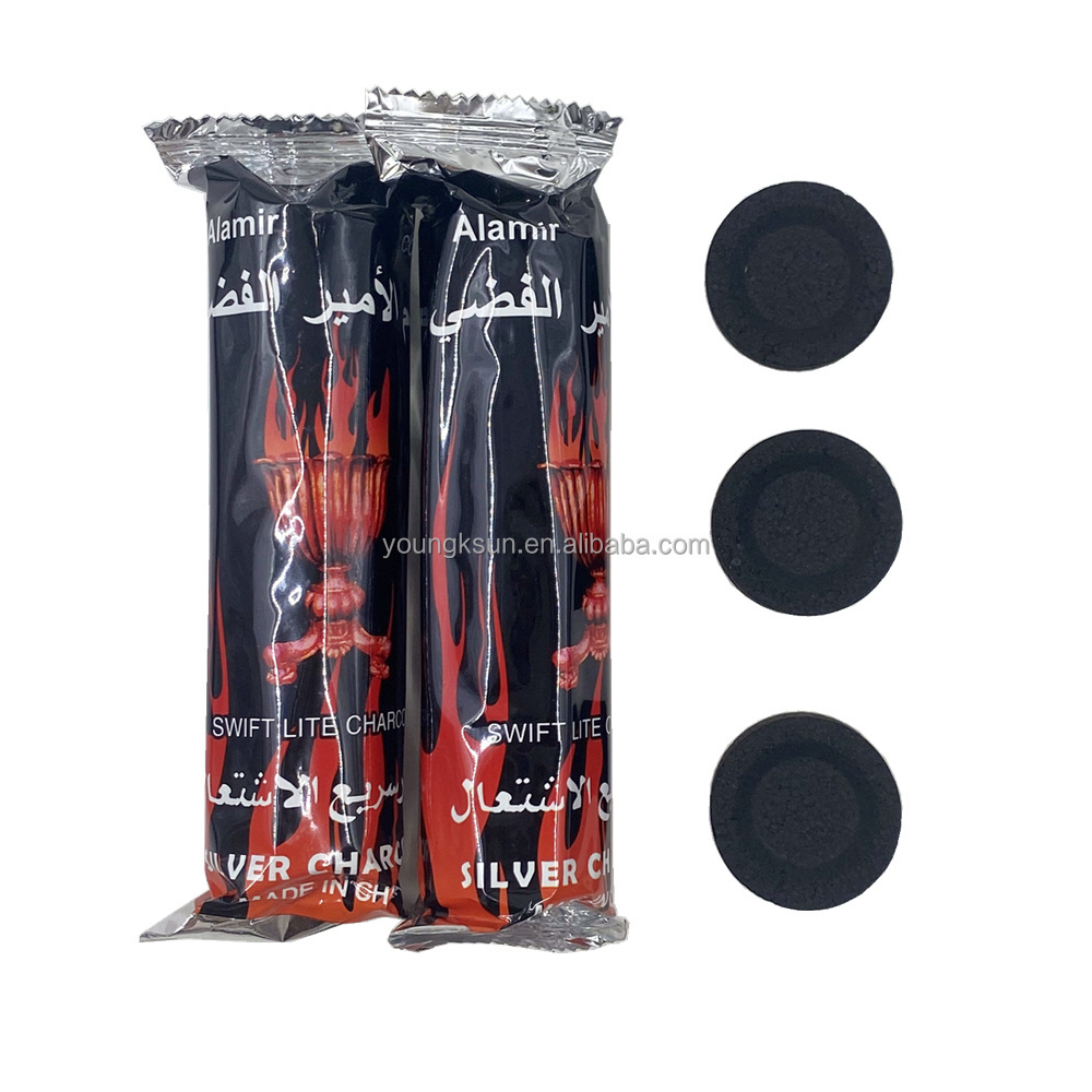 YKS Smokeless Alamir OEM Brand 33MM Round Shisha Charcoal Hookah Coal for Incense Burning