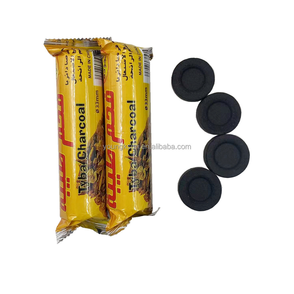 YKS 33mm pure apple wood smokeless round shisha charcoal tablets for incense