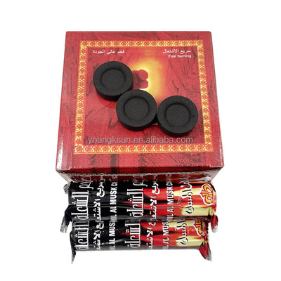 YKS torch coal 33mm high quality long burning time hookah charcoal tablets 80pcs per box for shisha