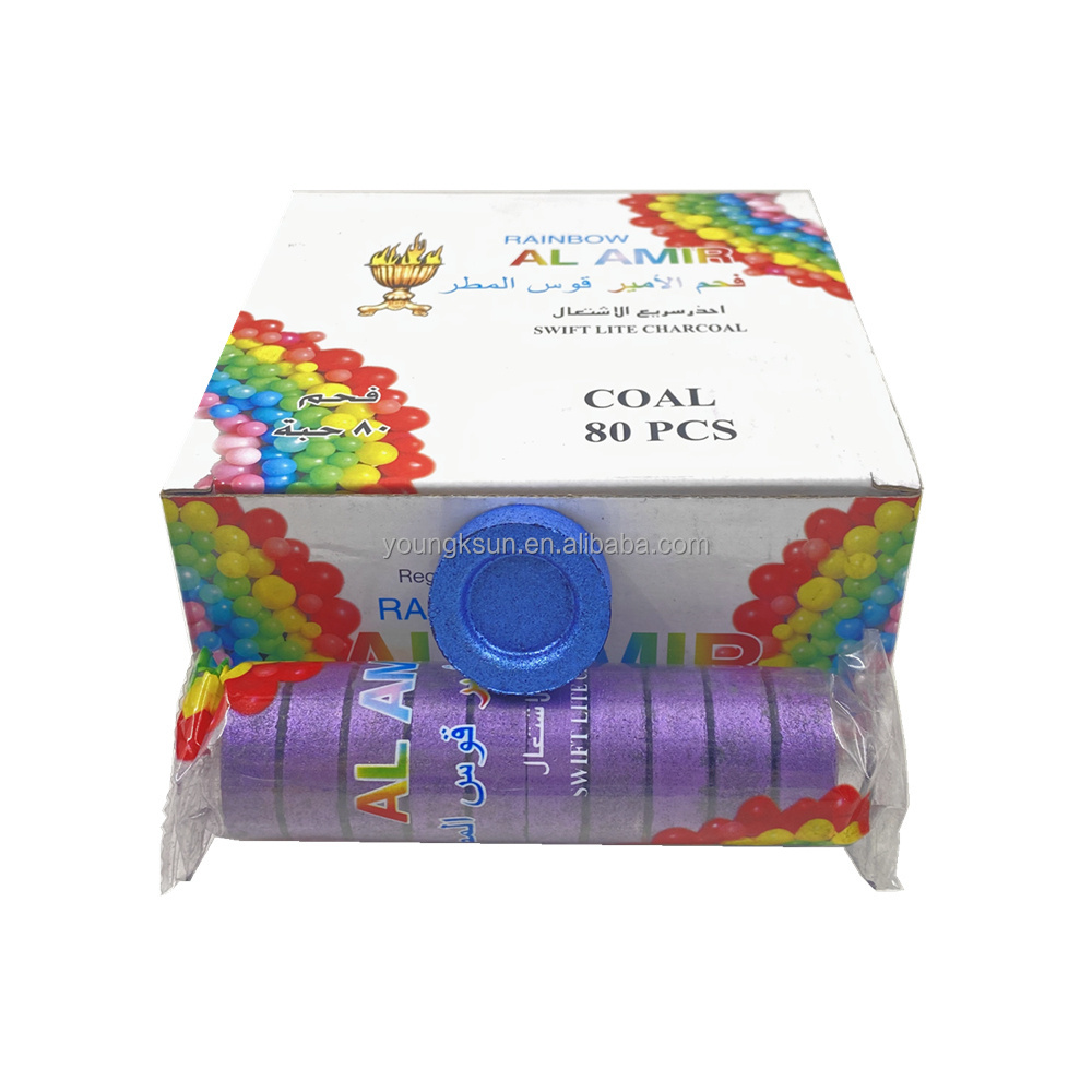 YKS export easy lite 33mm colorful bakhoor charcoal hookah shisha coal