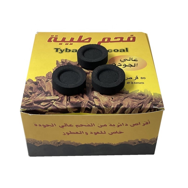 YKS 33mm fruit wood instant lighting shisha hookah coal round charcoal tablets