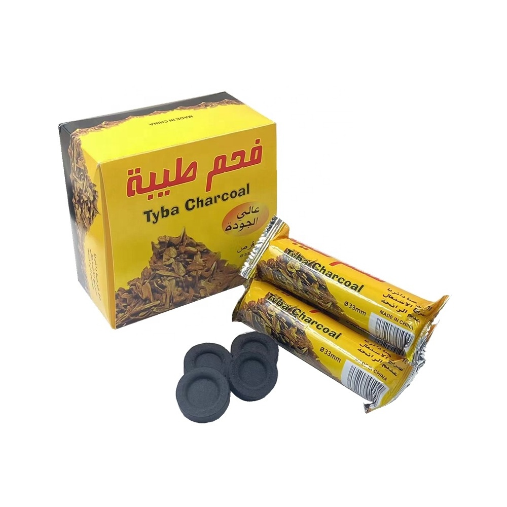 YKS 33mm pure apple wood smokeless round shisha charcoal tablets for incense