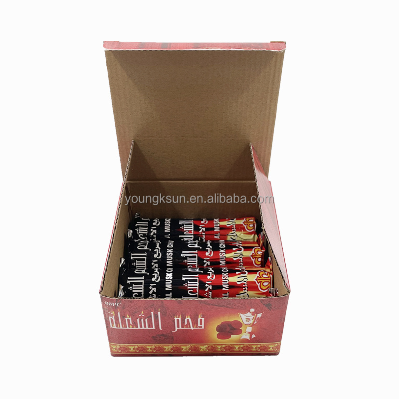 YKS torch coal 33mm high quality long burning time hookah charcoal tablets 80pcs per box for shisha