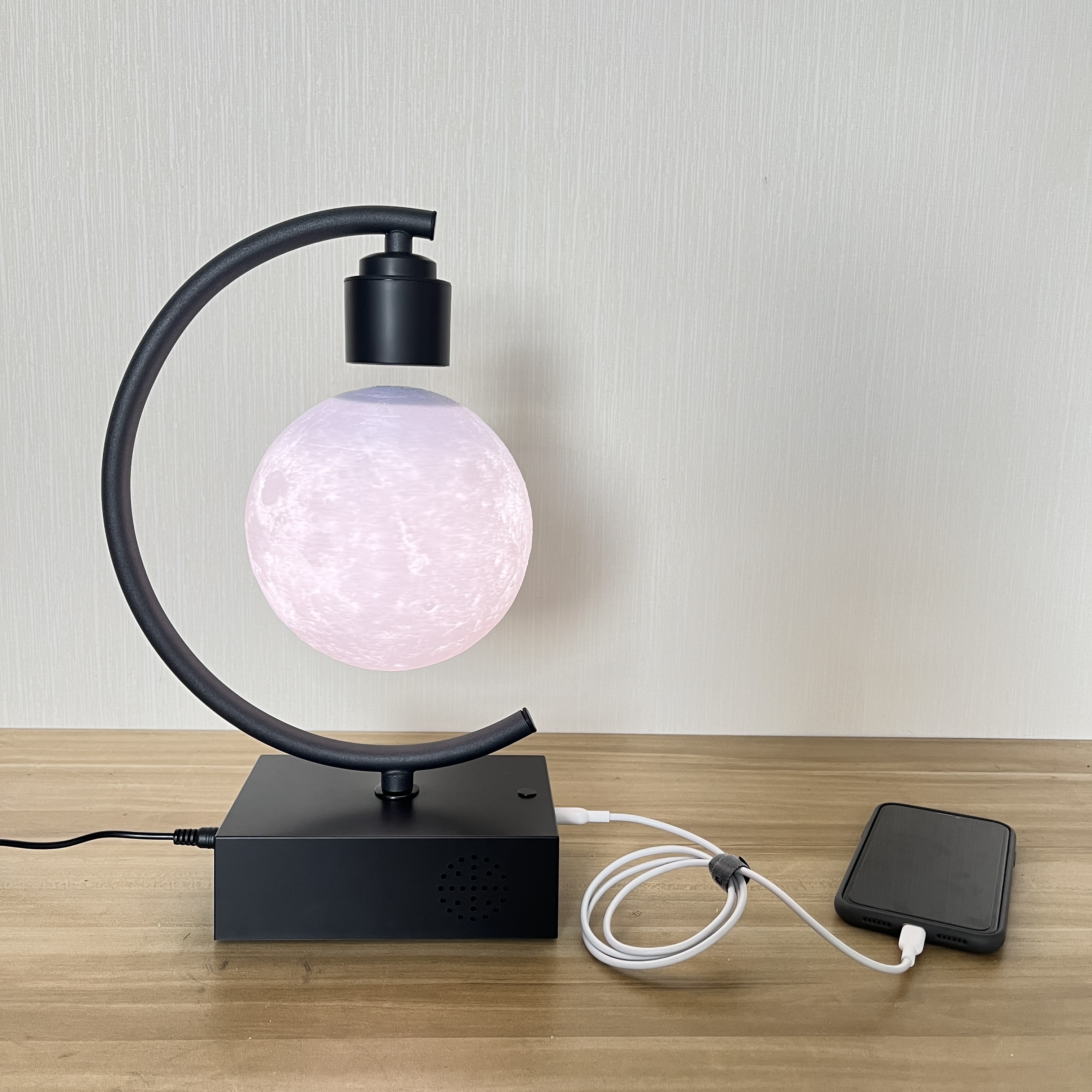 3D Magnetic Levitating Moon Lamp Levitation for Christmas, Night Light with Wireless Phone Charger Levitation Floating Lamp