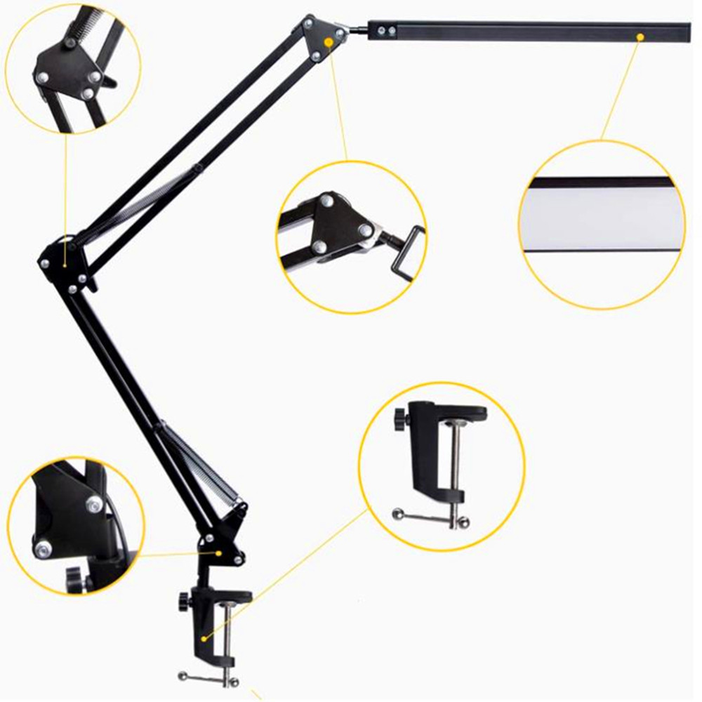 USB Swing Arm LED Desk Lamp with Clamp Dimmable Reading Light Clip-on Table Lamp USB Desk Lamp For Computer