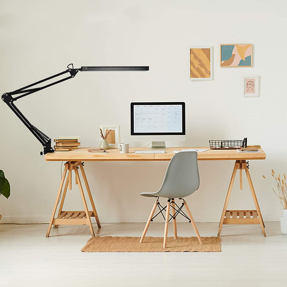 USB Swing Arm LED Desk Lamp with Clamp Dimmable Reading Light Clip-on Table Lamp USB Desk Lamp For Computer