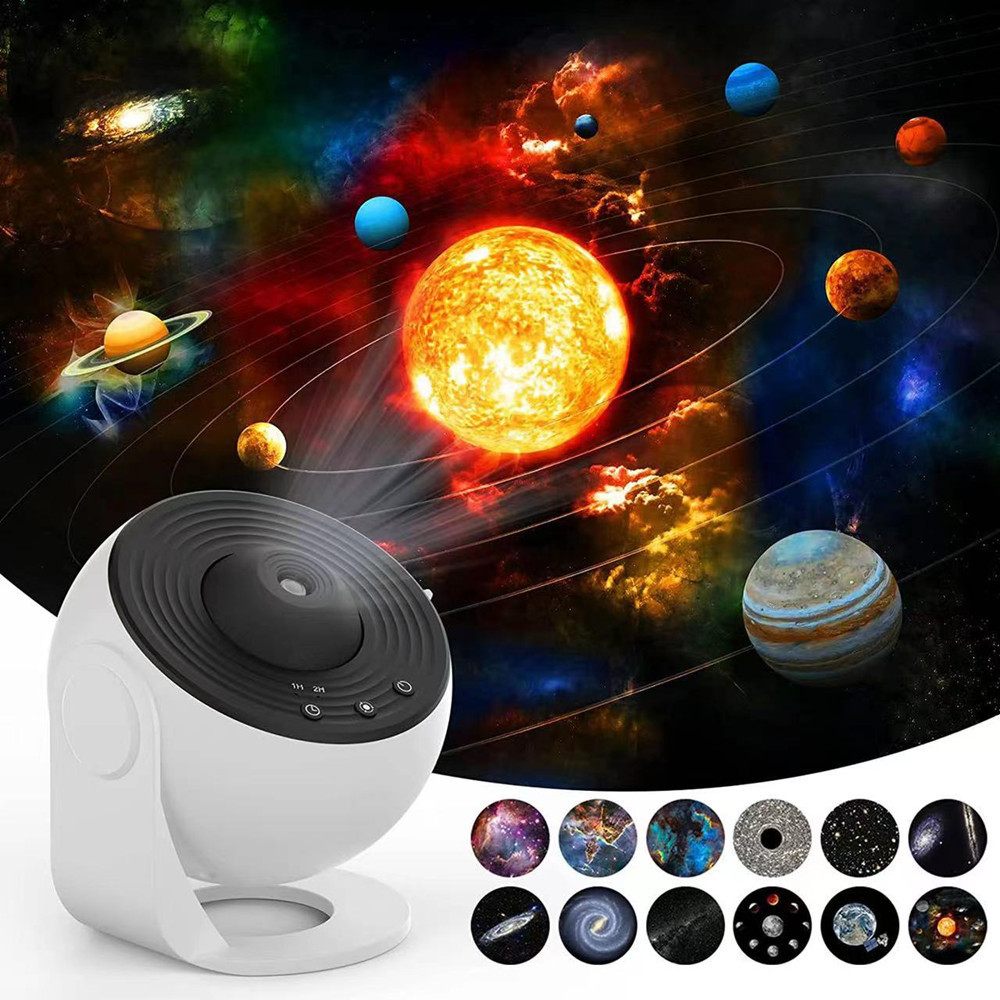 Rotatable Room Ceiling Nebula Star Night Lamp Starry Sky Projector Light with 12pcs Films