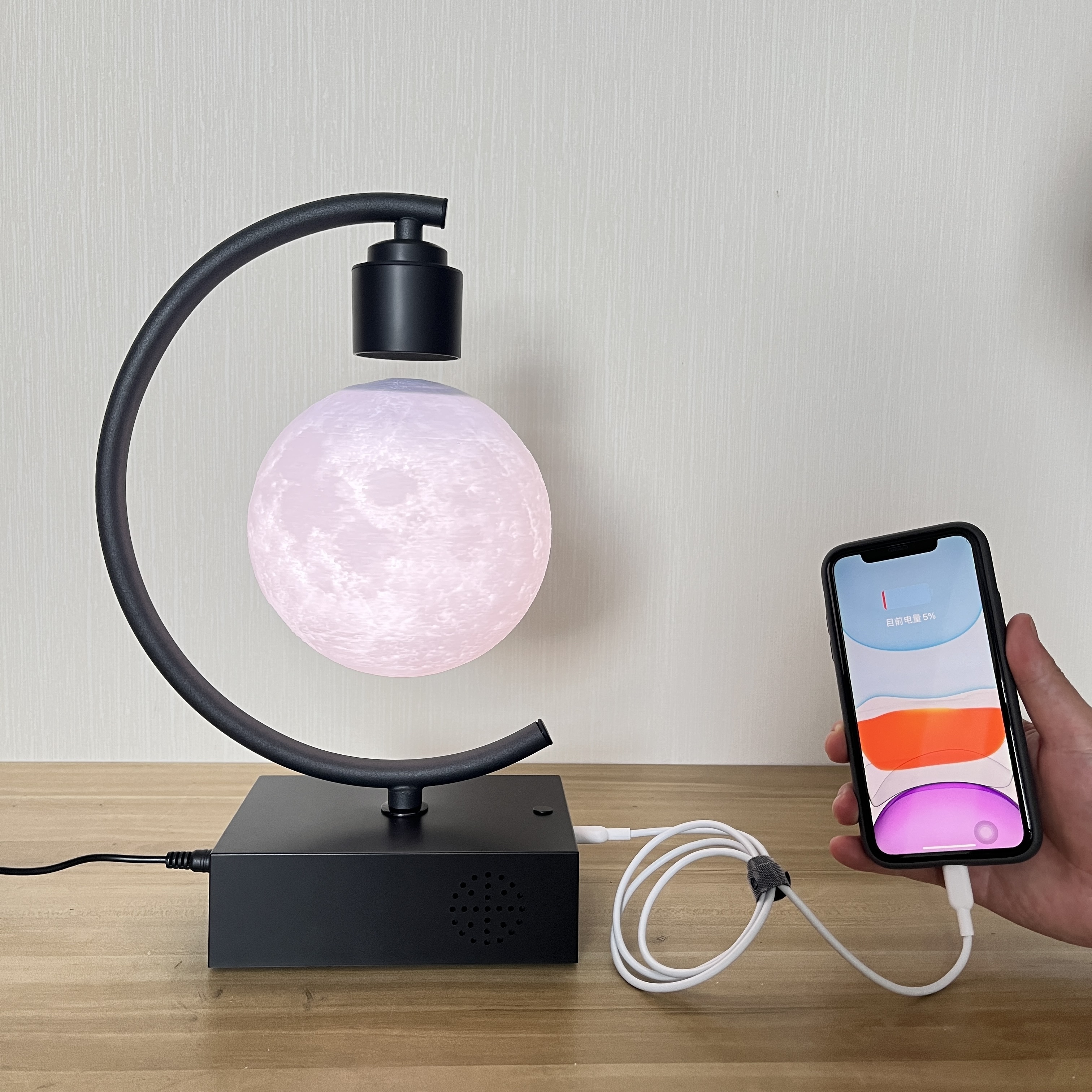 Levitating LED Night Light 3D Printing Moon Lamp Cool Light Table Lamp with Touch Control