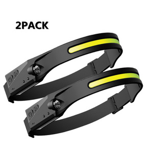 Lightweight Full Vision 2 PACK Head Light LED COB Headlamp With Hands Wave Sensor Mode