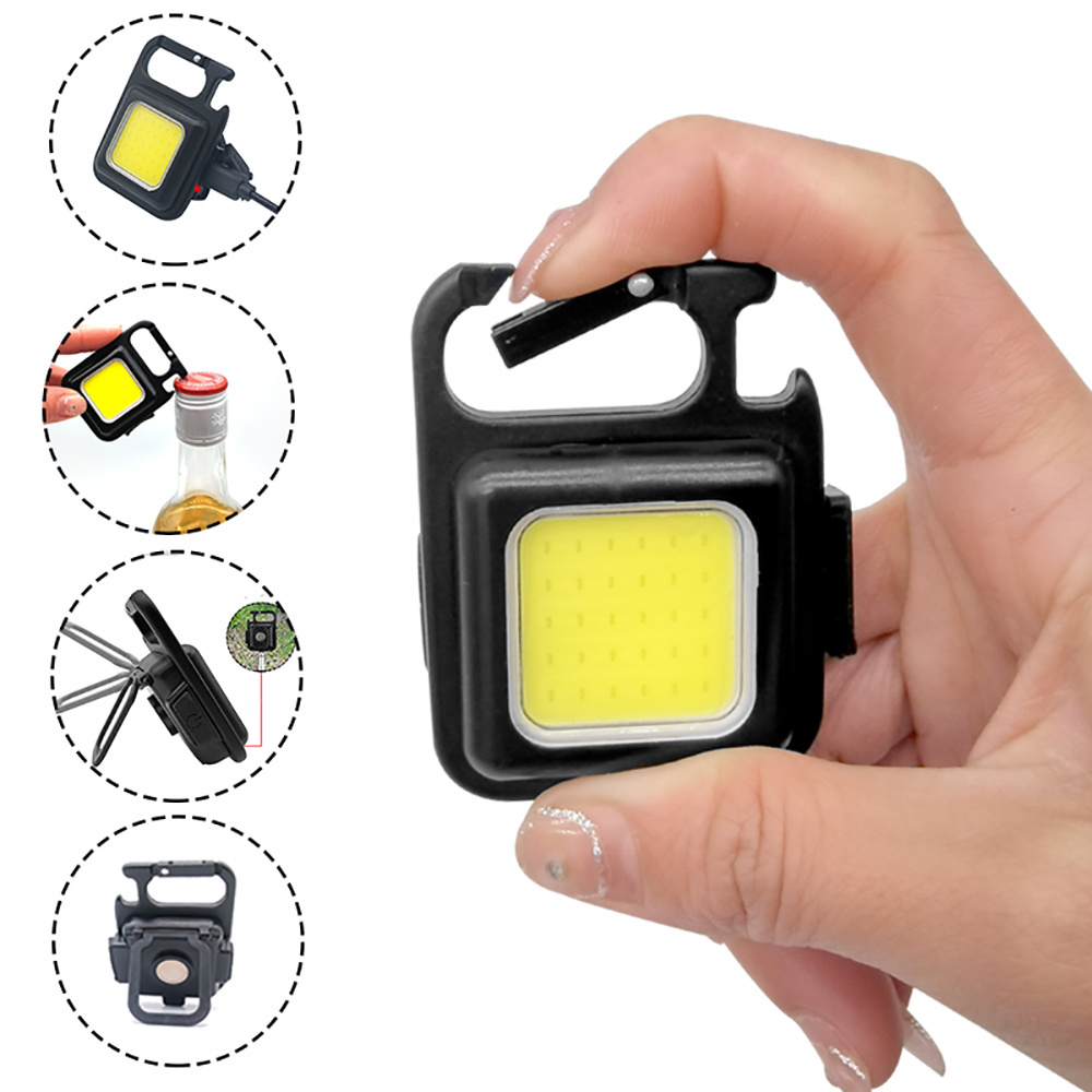 COB Keychain Work Light 100 Lumens 4 Modes with White Light Small Keychain Flashlights Magnet Rechargeable Keychain Light