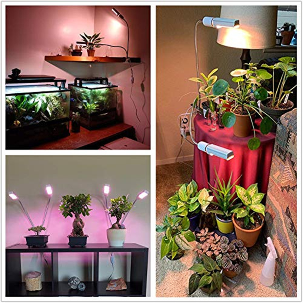 50W Upgraded Full Spectrum Plant Light, 100 LED Grow Lamp with Gooseneck, Dual E27 Replacement LED Grow Light Bulbs