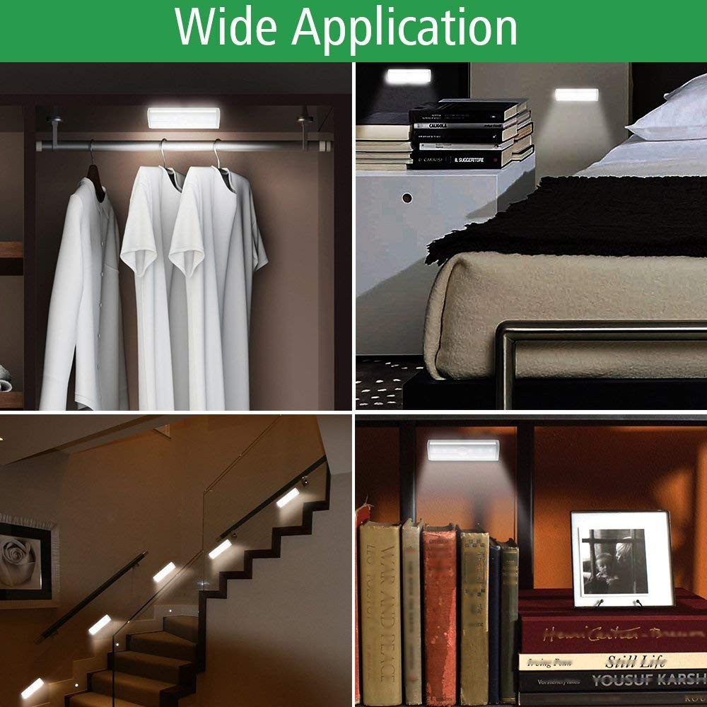 Auto On/off Aluminum Stick on Anywhere Battery Powered Smart LED Night Light Motion Sensor