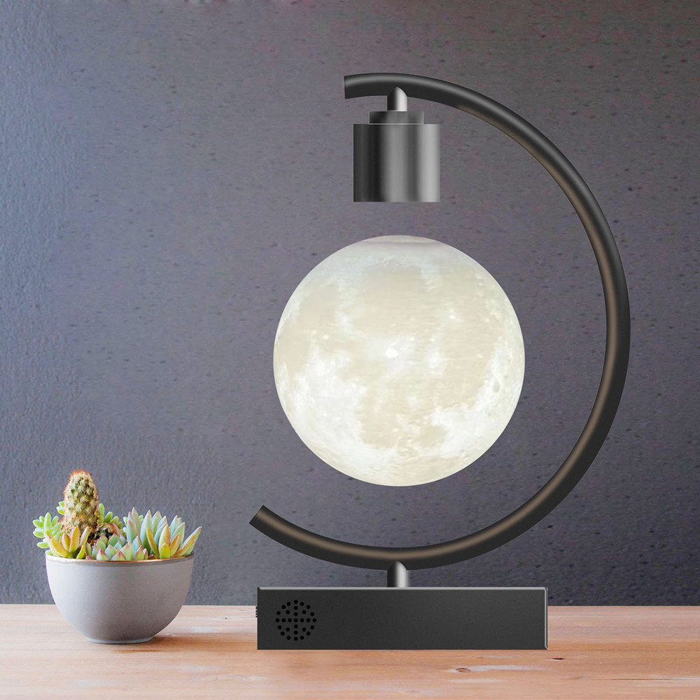 3D Magnetic Levitating Moon Lamp Levitation for Christmas, Night Light with Wireless Phone Charger Levitation Floating Lamp